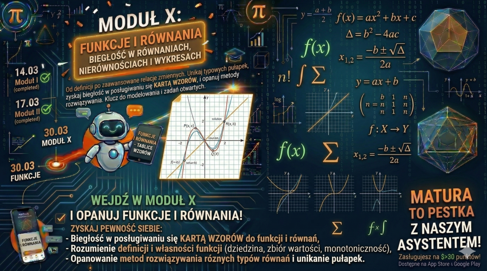 Asystent maturalny - Funkcje + równania